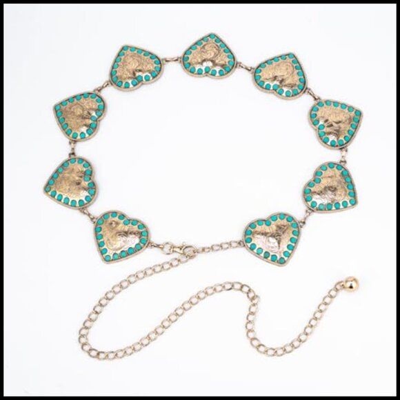 Western Metal Concho Belt Adjustable Chain Waist Y2K Cowgirl Chic - Picture 5 of 7